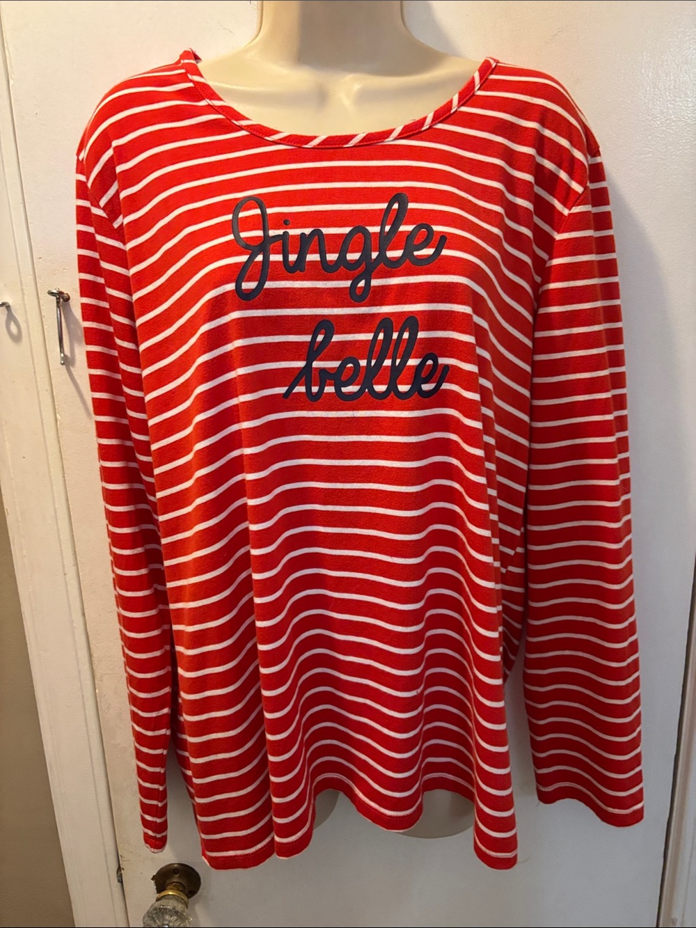 I.B. Diffusion XL Jingle Belle Red & White Stripe l/s Top Christmas 26-400